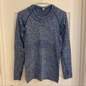 Lululemon Swiftly Long Sleeve Space Dye Blue Denim